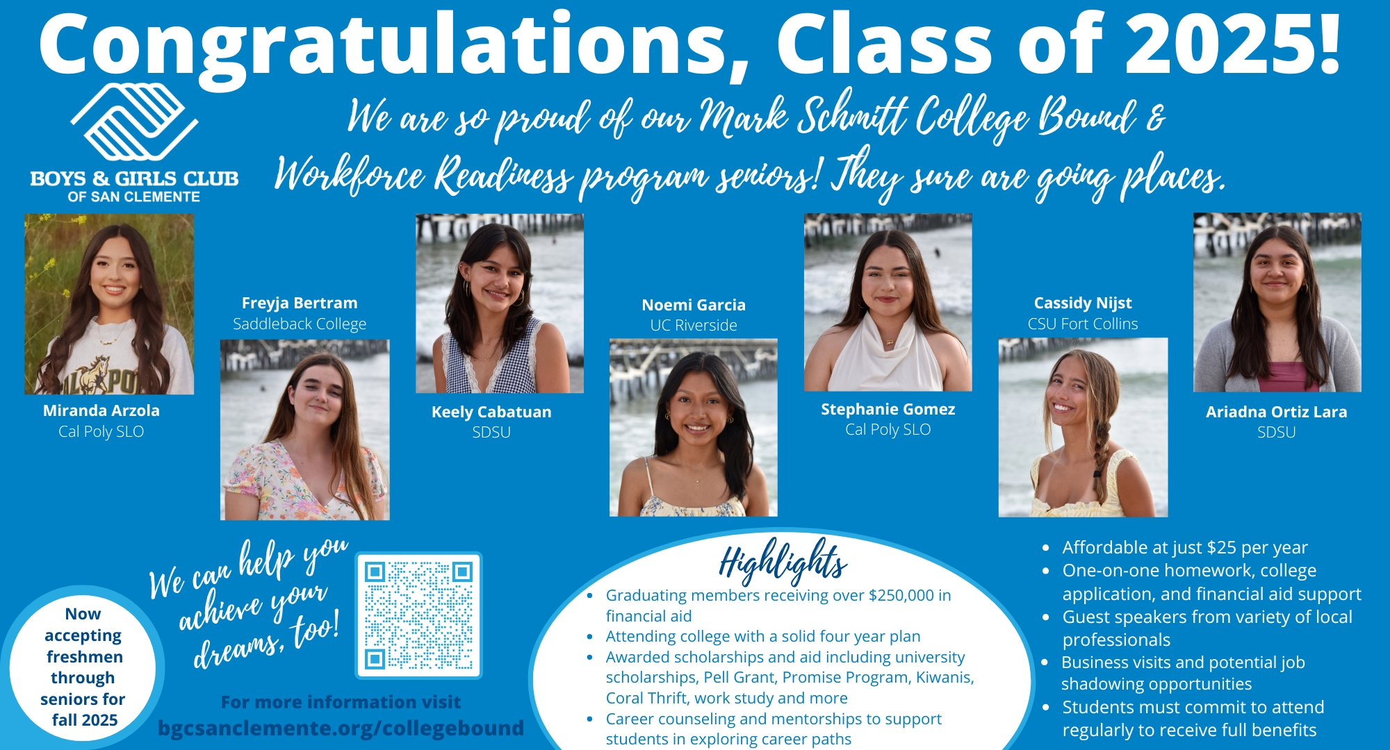 2025 Boys & Girls Club College Bound Seniors